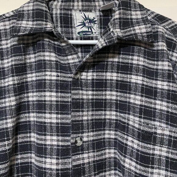 Hey Man, Pure Comfort, long sleeve, button-down plaid flannel shirt, size L - Picture 2 of 9